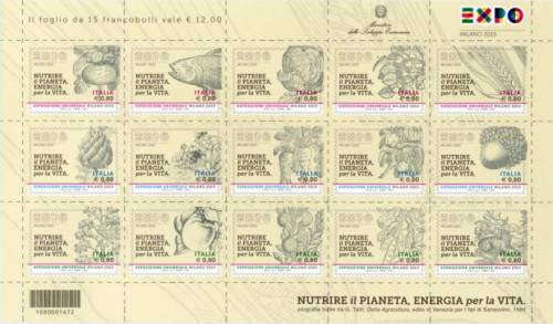 I francobolli con le litografie del Della Agricoltura di Tatti del 1560 dedicati ad Expo