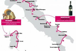 Tutti a caccia di Nairo Quintana, ma nella tappa n. 10 del Giro d&rsquo;Italia n. 100, la &ldquo;Sagrantino Stage&rdquo; di domani da Foligno a Montefalco, protagonisti vini e vigneti nei 25 anni della Docg del grande rosso umbro. E continua il &ldquo;Giro Goloso&rdquo;