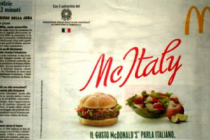 E ADESSO LA PUBBLICITÀ ... SUI QUOTIDIANI NAZIONALI LA RECLAME DEL PANINO “MCITALY” DI MCDONALD’S, CON IL LOGO DEL MINISTERO DELLE POLITICHE AGRICOLE