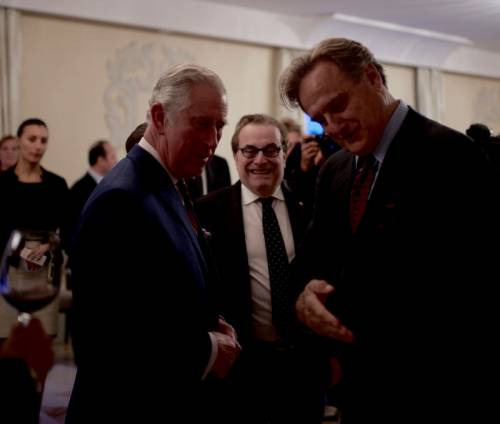 Il Principe Carlo con Franco Ricci e Jacopo Biondi Santi, alla guida della Tenuta Greppo, simbolo e culla del Brunello di Montalcino