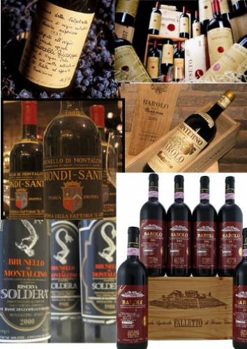 Le etichette di Quintarelli, Masseto, Conterno, Biondi Santi, Soldera e Giacosa