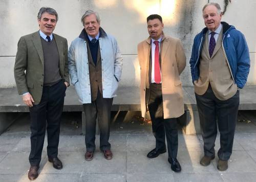 Marchesi Antinori e Tenuta San Guido: da sinistra Renzo Cotarella (ad Antinori), Nicolo Incisa della Rocchetta, Carlo Paoli (dg Tenuta San Guido) e Piero Antinori