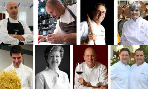 Gli 8 tristellati Micheli Romito Crippa Bottura Santini Alajmo Feolde Beck e fratelli Cerea