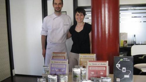 Samantha Cristoforetti e lo chef Stefano Polato