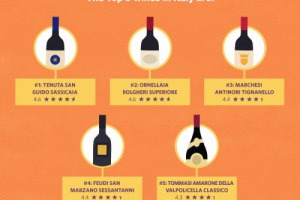 Sassicaia di Tenuta San Guido, Ornellaia, Tignanello Antinori, Sessantanni di Feudi San Marzano e Amarone Classico della Valpolicella di Tommasi: ecco i vini italiani con il miglior rating su &ldquo;Vivino&rdquo;, app n. 1 al mondo con 17 milioni di utenti