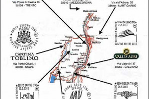 CARTOLINA E ANNULLI POSTALI DA COLLEZIONE IN TRENTINO. DOVE ? NELLE AZIENDE MASO MARTIS, SEGNANA/FRATELLI LUNELLI, MADONNA DELLE VITTORIE, CANTINA TOBLINO, PISONI, CANTINA D&#8217;ISERA, VALLIS AGRI