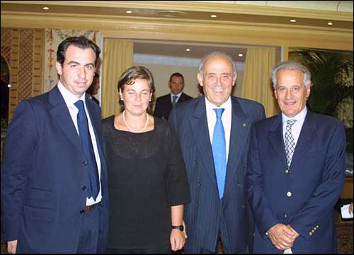 Il presidente della Rai Antonio Baldassarre con l’imprenditore tessile Arnaldo Caprai e Irene Chiari e Alessandro di WineNews