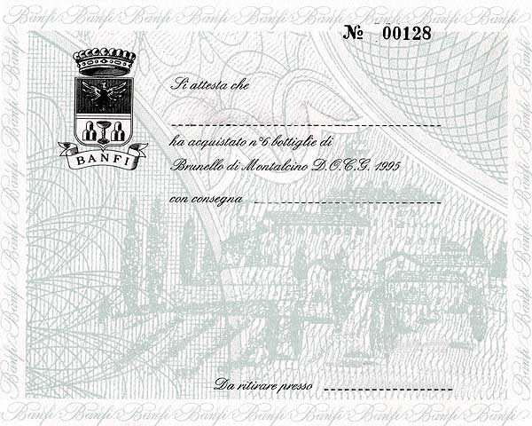 Il primo certificato en primeur (o “futures“) in Italia:l’ha emesso Castello Banfi sulla vendemmia 1995