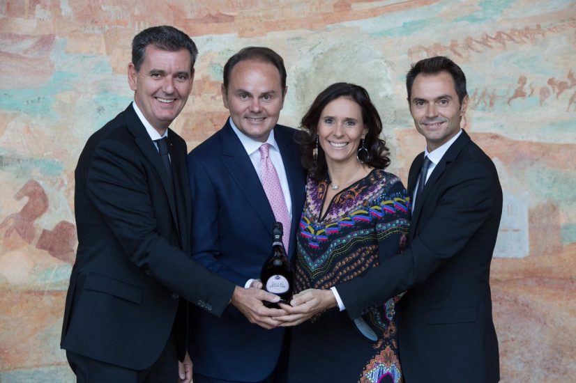 Marcello, Matteo, Camilla e Alessandro Lunelli nel lancio del Giulio Ferrari Rosè