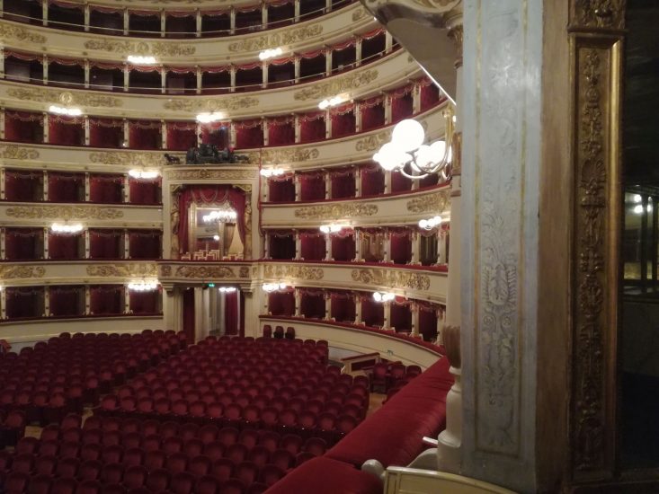 Teatro alla Scala, presentazione Bellavista Franciacorta Brut Teatro alla Scala 2013: il palco reale visto dal palco privato della famiglia asburgica
