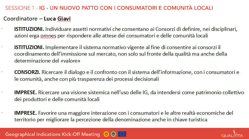 Le sintesi dei tavoli di lavoro del Meeting sulle Indicazioni Geografica di Qualivita