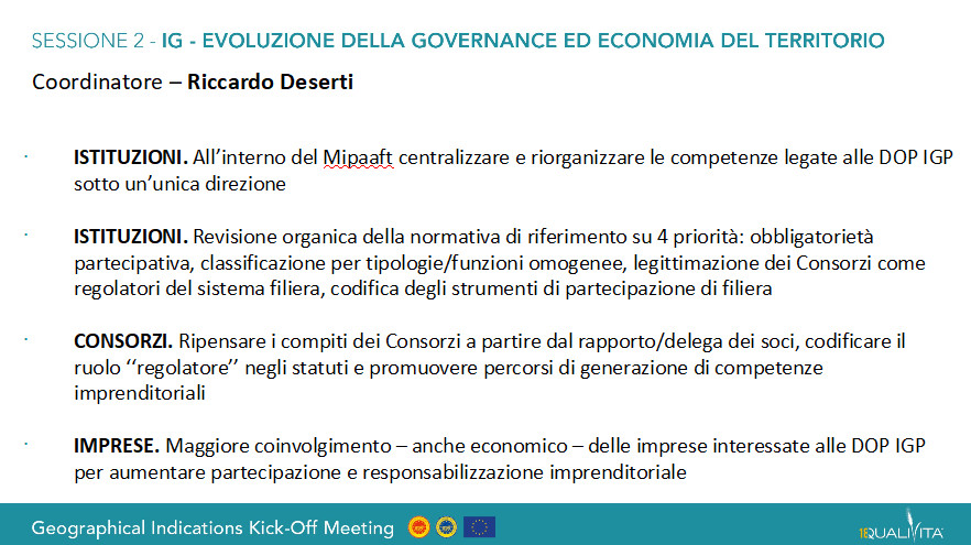Le sintesi dei tavoli di lavoro del Meeting sulle Indicazioni Geografica di Qualivita