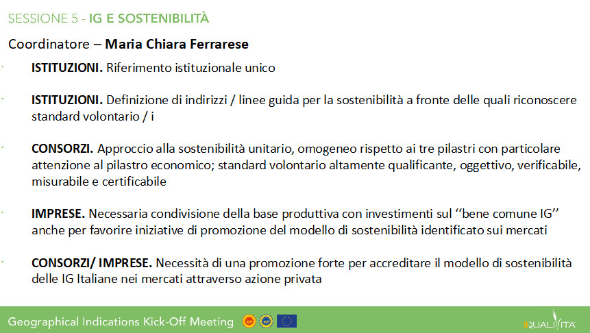 Le sintesi dei tavoli di lavoro del Meeting sulle Indicazioni Geografica di Qualivita