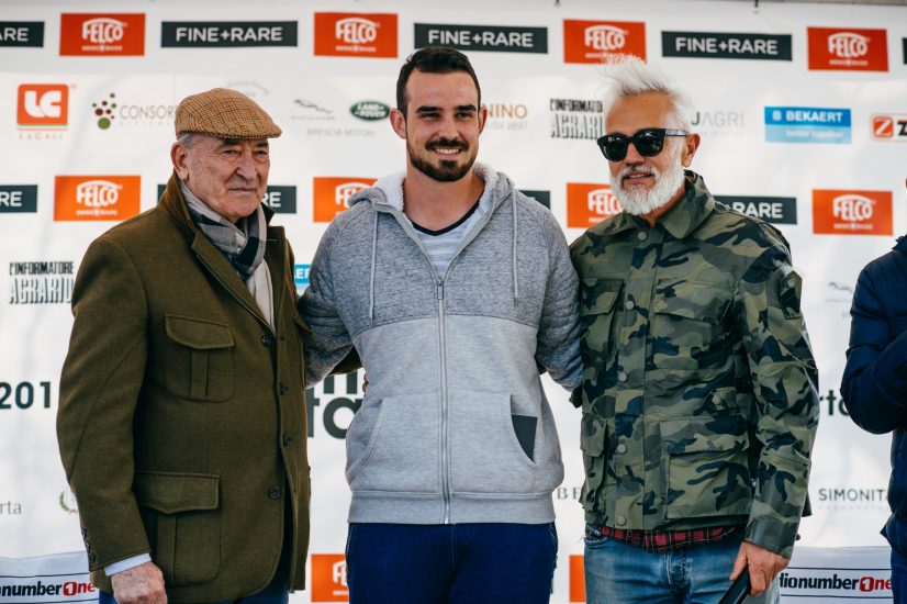 Marco Begoli, vincitore del primo Festival del Potatore, con Vittorio Moretti e Marco Simonit