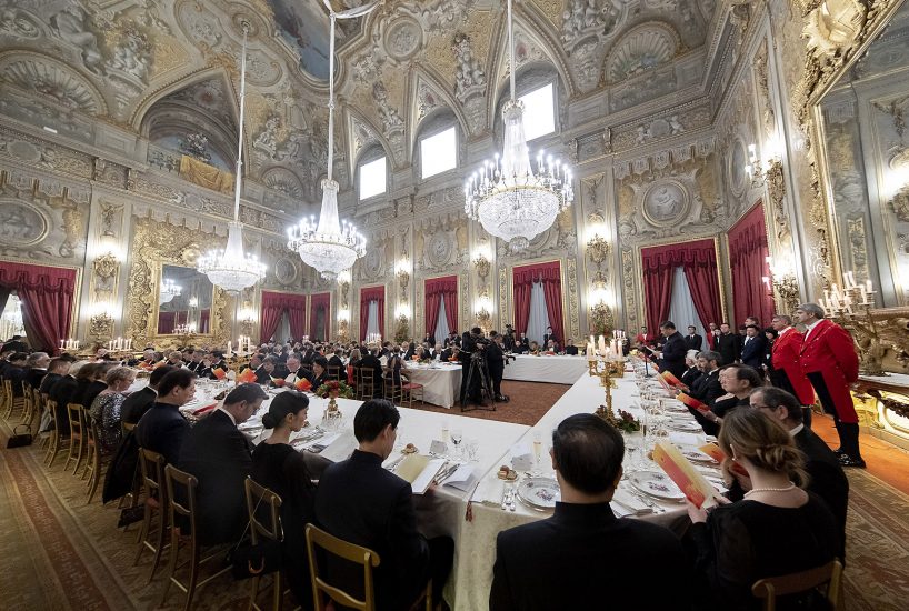 Il Presidente della Repubblica Sergio Mattarella con il Presidente della Repubblica Popolare Cinese Xi Jinping in occasione del Pranzo di Stato(Foto di Paolo Giandotti - Ufficio per la Stampa e la Comunicazione della Presidenza della Repubblica)