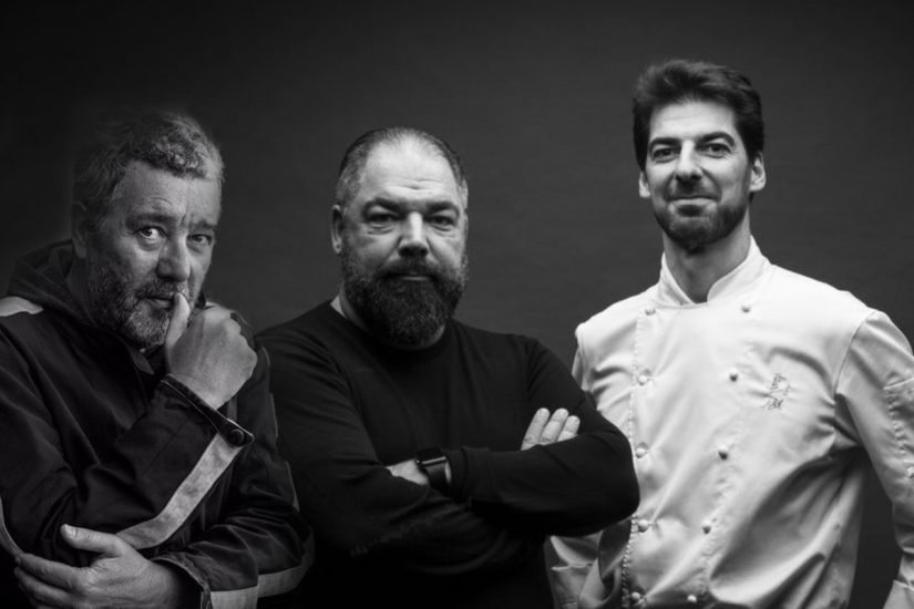 Philippe Starck ed i fratelli Raffaele e Massimiliano Alajmo, uniti nel progetto Amor a Milano