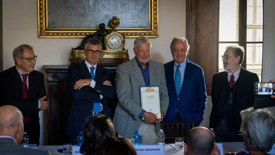 Burton Anderson con Sandro Boscaini, PIero Mastroberardino, Piero Antinori e Daniele Cernilli