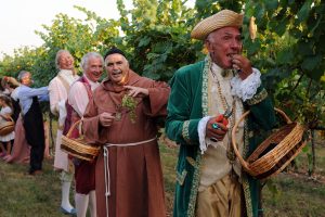 Viandanti in vigna, raccolte notturne, bagni nel vino: il tempo di vendemmia è anche tempo di festa