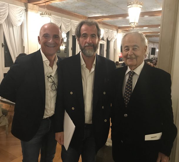 Giorgio Bertoni (Enoteca ZeroSette) Alessandro Regoli (direttore WineNews) e Giorgio Grai