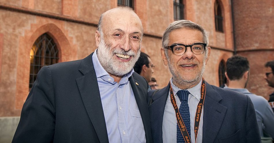 Il fondatore di Slow Food Carlo Petrini e il giornalista e scrittore Gigi Padovani
