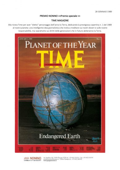 La copertina del “Time”, Premio Nonino nel 1989