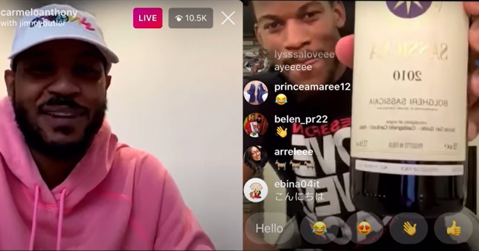 Le stelle Nba Carmelo Anthony e Jimmy Butler, brindando con il Sassicaia