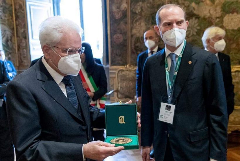 Il Presidente della Repubblica Mattarella con il leader di Confagricoltura Giansanti
