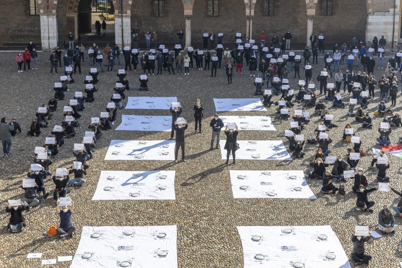La manifestazione in piazza della Fipe ad Ottobre 2020