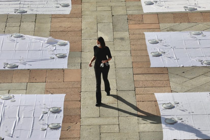 La manifestazione in piazza della Fipe ad Ottobre 2020