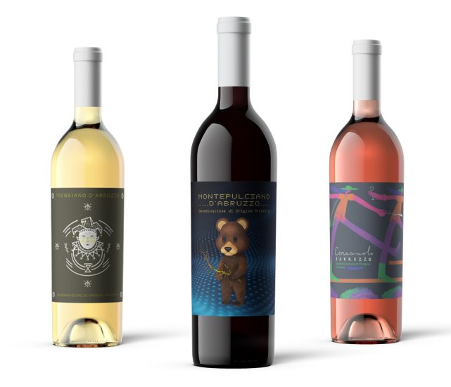 Le bottiglie del progetto firmato da Cantine Tollo e Unsocials