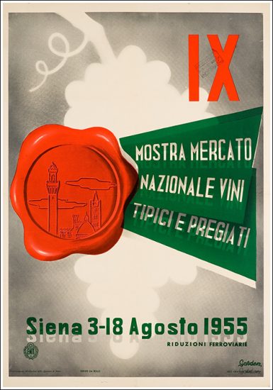 La locandina della Mostra Vini dell’Enoteca Italiana di Siena del 1955
