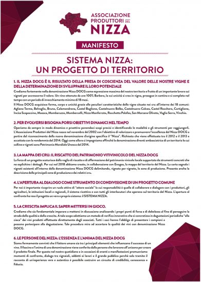 Il Manifesto dei produttori del Nizza
