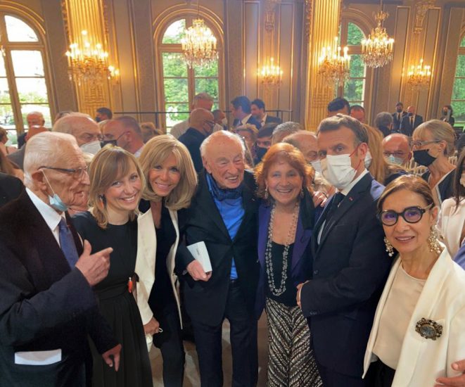 Alain Touraine, Antonella Nonino, Brigitte Macron, Edgar Morin, Giannola Nonino, Emmanuel Macron e Sabah Morin