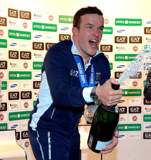 Il brindisi di Ferrari degli atleti Azzurri: Christof Innherofer