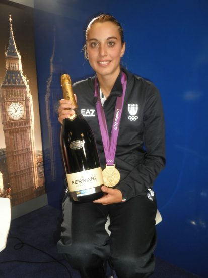 Il brindisi di Ferrari degli atleti Azzurri: Jessica Rossi