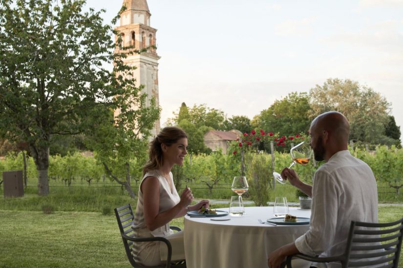 Nella vigna murata della Dorona a Venissa nella Laguna di Venezia