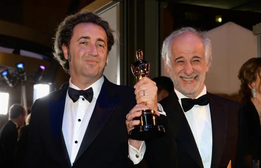 Stefano Sorrentino e Toni Servillo con l’Oscar al Miglior Film Straniero nel 2014