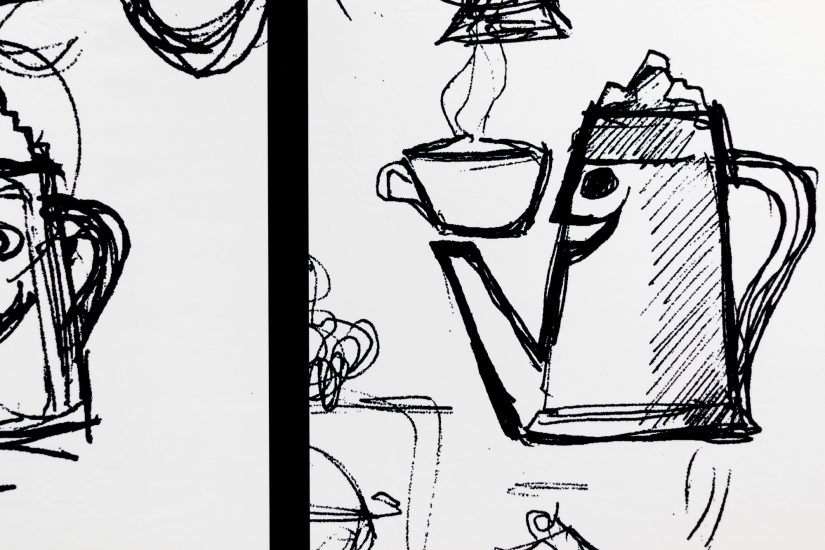 Gli schizzi per la Moka Hausbrandt di Luciano Biban