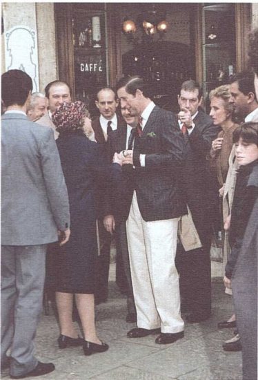 Vittorio Frescobaldi e Carlo Terzo a Montalcino, negli anni 80