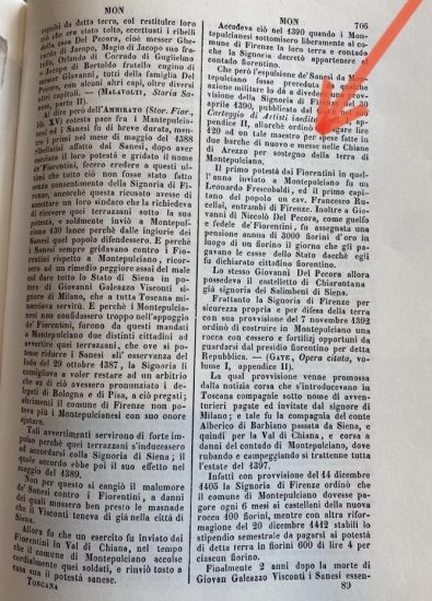 Le parole dello storico Emanuele Repetti sui Frescobaldi a Montepulciano