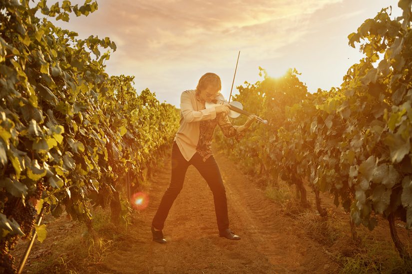 Il musicista Francesco del Prete tra i vigneti di Cantele 