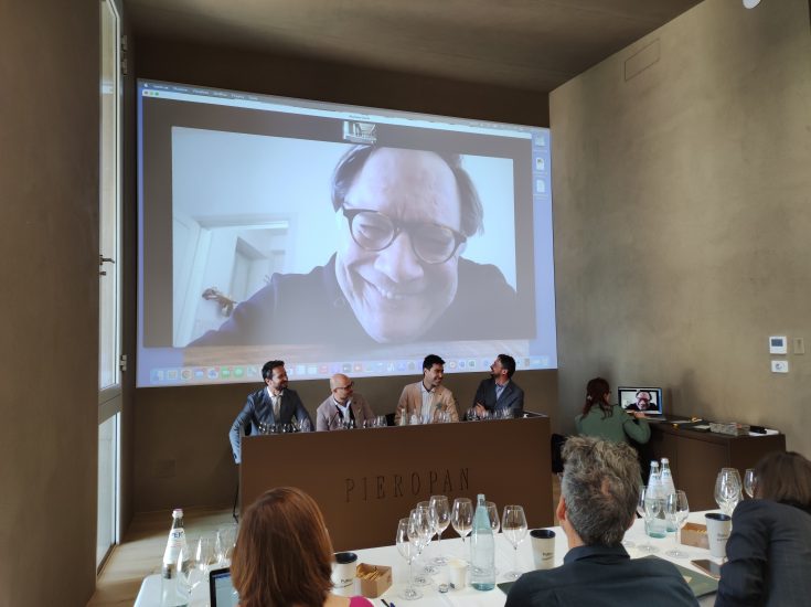 Pieropan, 50 anni di Vigneto Calvarino - i relatori della degustazione: Dario Pieropan, Filippo Bartolotta, Gabriele Gorelli, Andrea Pieropan, Ian d’Agata
