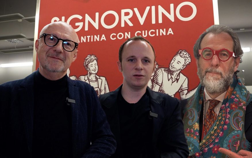 Alessandro Regoli con Sandro e Federico Veronesi, proprietari di Signorvino