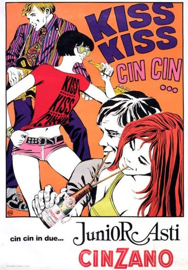 Il manifesto “Cin cin Cinzano” di Guido Crepax per Cinzano 