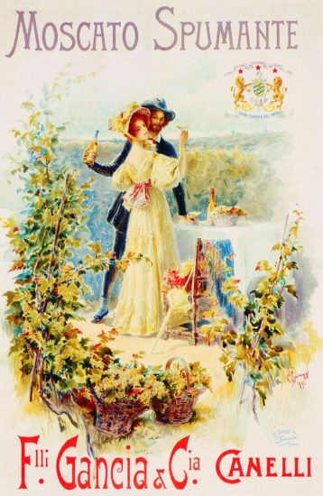 Il manifesto “Moscato Spumante” di Cesare Saccaggi per Gancia