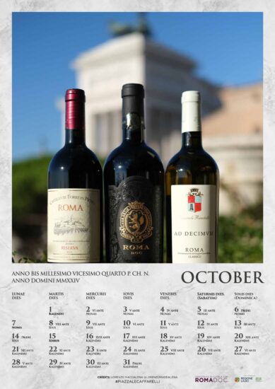 Tra vino e bellezza, il calendario in latino della Roma Doc