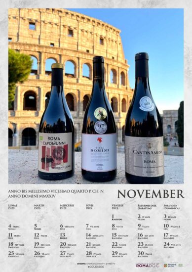 Tra vino e bellezza, il calendario in latino della Roma Doc
