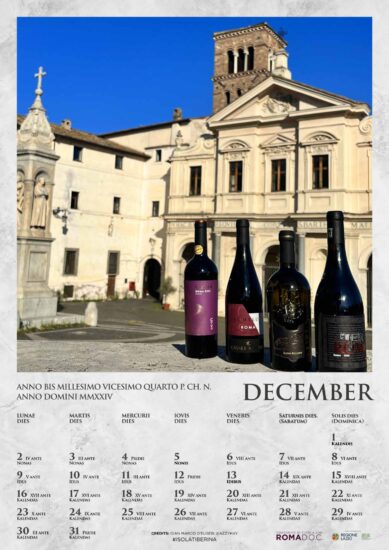Tra vino e bellezza, il calendario in latino della Roma Doc