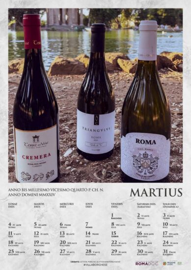 Tra vino e bellezza, il calendario in latino della Roma Doc