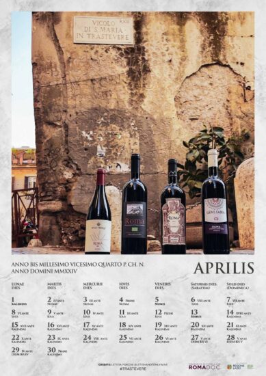 Tra vino e bellezza, il calendario in latino della Roma Doc